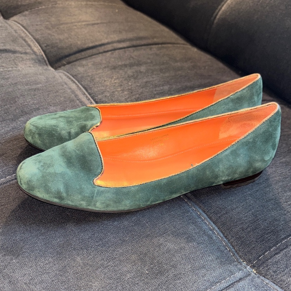 Via Spiga Green Suede Loafers - Picture 4 of 9